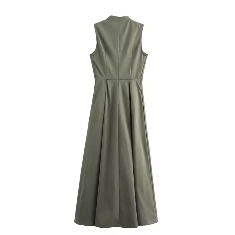 ZIPPER SLEEVELESS MAXI DRESS